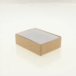 6 Choc Board Box & Internal Clear Lid; Cocoa Shell Paper